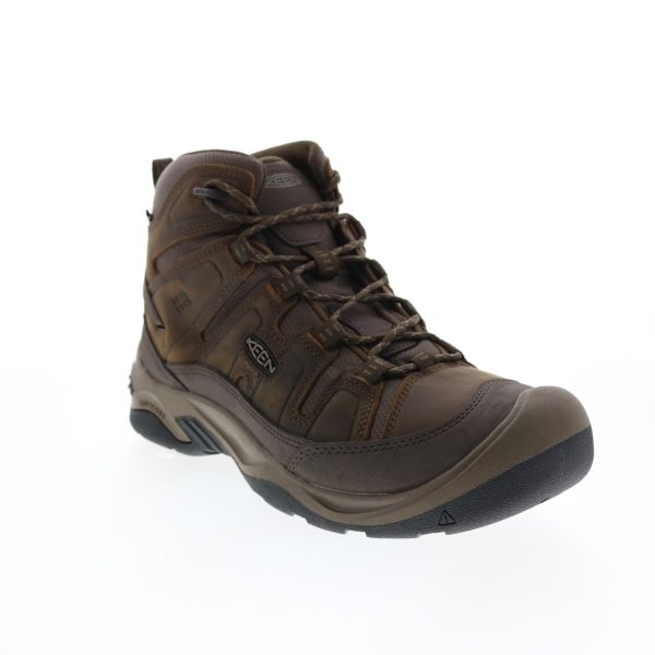 Keen Circadia Mid Waterproof 1026769 Mens Brown Leather Lace Up Hiking Boots Online - Image 2