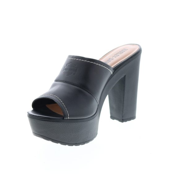 Harley-Davidson Barnes D84365 Womens Black Leather Wedges Sandals Shoes For Cheap - Image 4