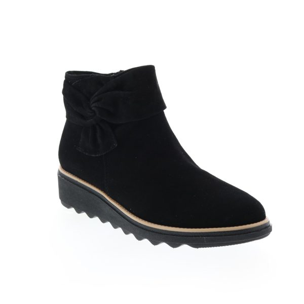 Clarks Sharon Salon 26147372 Womens Black Suede Ankle & Booties Boots Hot on Sale - Image 2