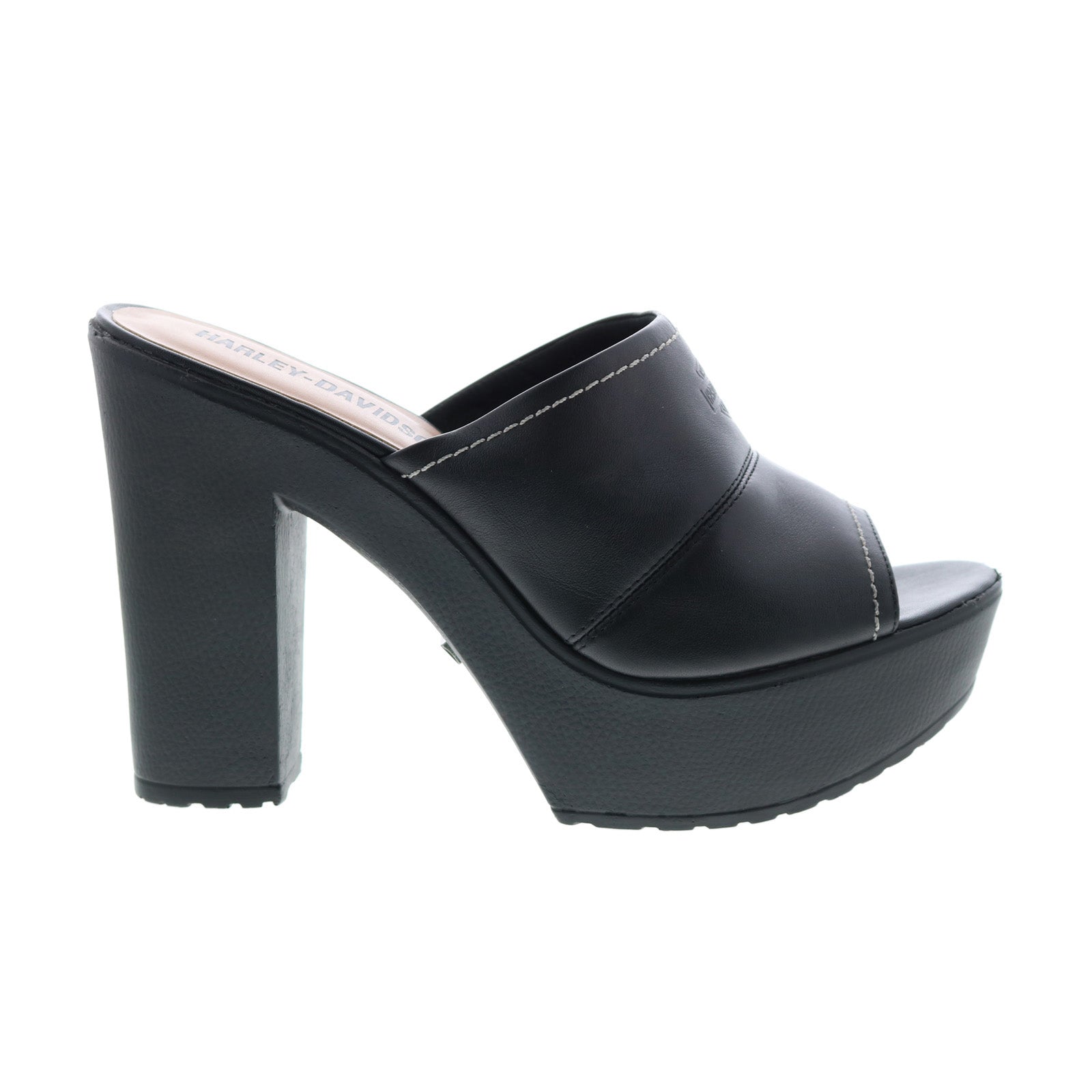 Harley-Davidson Barnes D84365 Womens Black Leather Wedges Sandals Shoes For Cheap