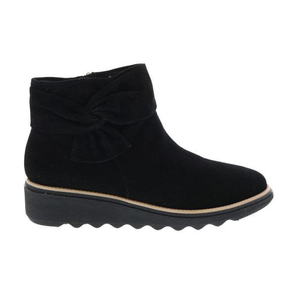 Clarks Sharon Salon 26147372 Womens Black Suede Ankle & Booties Boots Hot on Sale