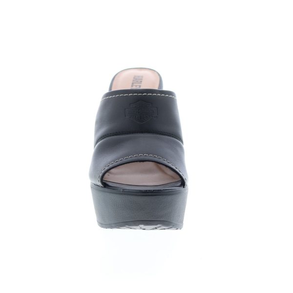 Harley-Davidson Barnes D84365 Womens Black Leather Wedges Sandals Shoes For Cheap - Image 3
