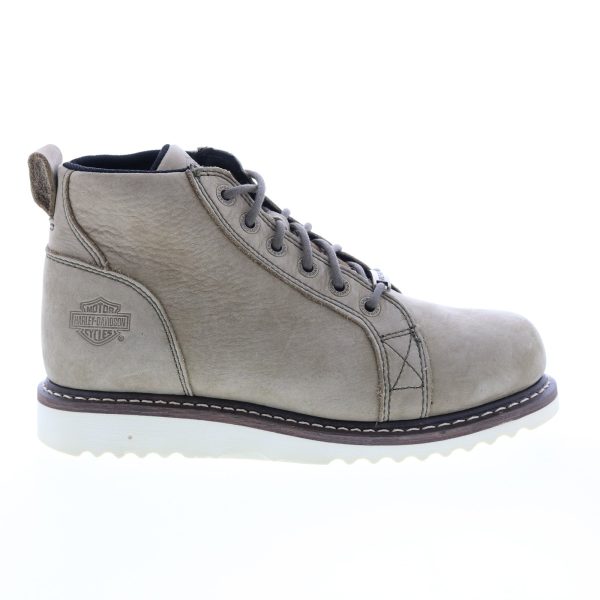 Harley-Davidson Glenora D84613 Womens Gray Leather Motorcycle Boots For Cheap