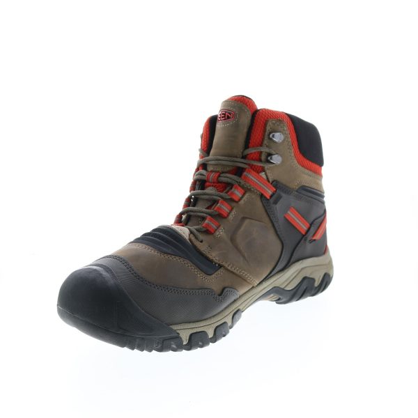 Keen Ridge Flex Waterproof 1025416 Mens Brown Wide Leather Lace Up Hiking Boots For Discount - Image 4