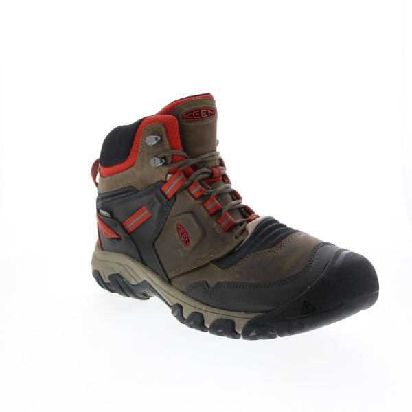 Keen Ridge Flex Waterproof 1025416 Mens Brown Wide Leather Lace Up Hiking Boots For Discount - Image 2