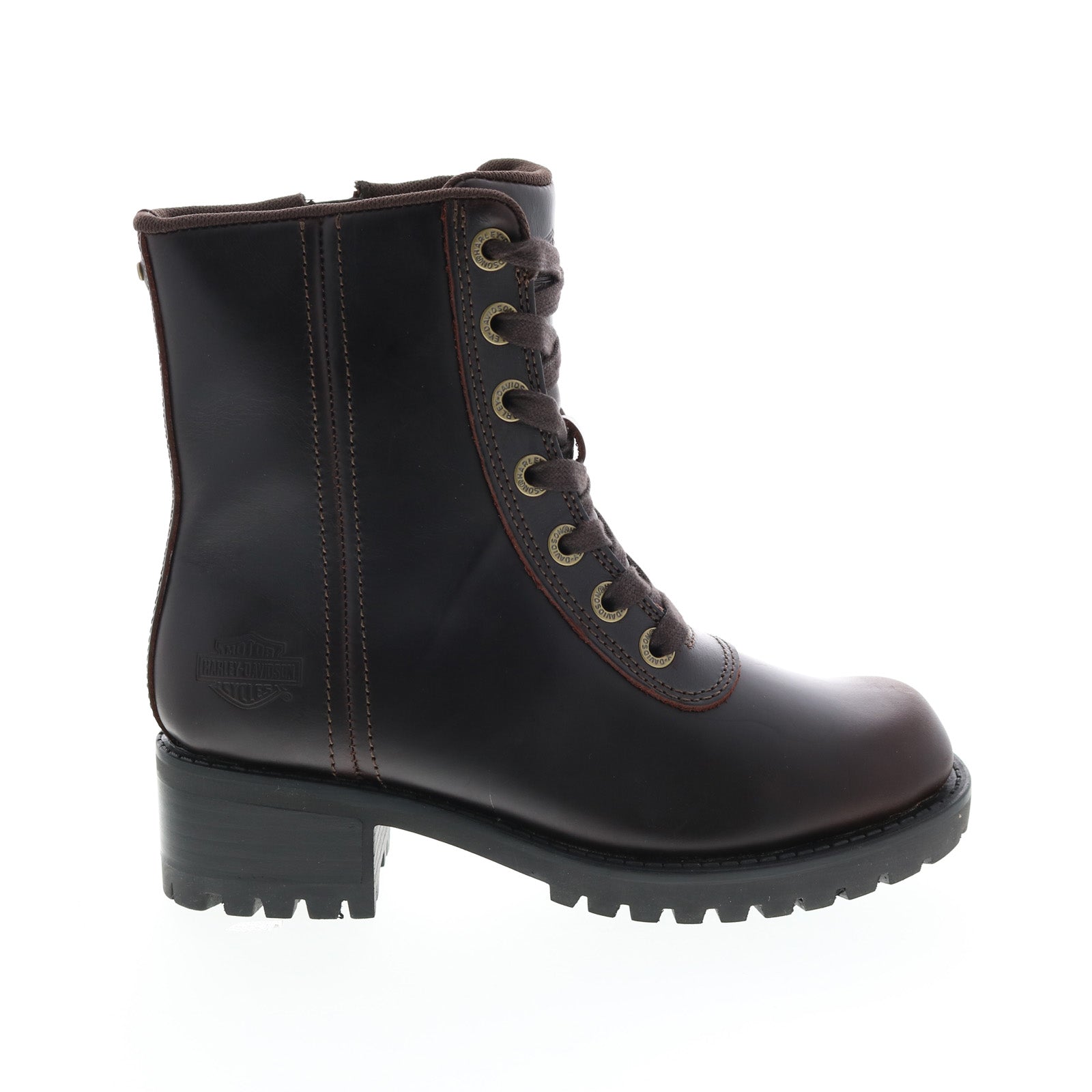 Harley-Davidson Ashby Lace Up D84716 Womens Brown Leather Motorcycle Boots Cheap