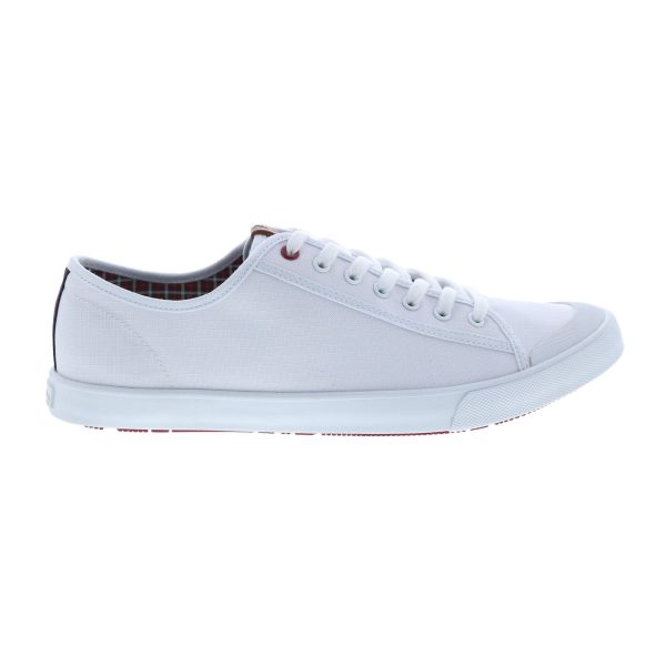 Ben Sherman Eddie Script Lace Up Mens White Canvas Lifestyle Sneakers Shoes Supply