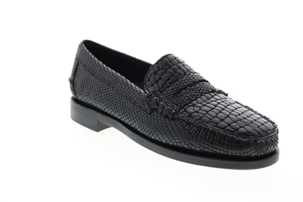 Sebago Dan Cocco 711241W Mens Black Leather Loafers & Slip Ons Penny Shoes Discount - Image 2