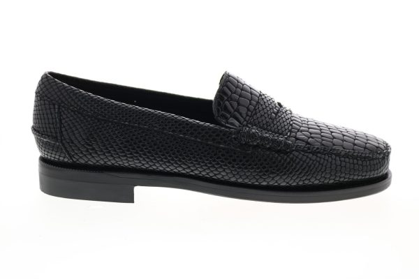 Sebago Dan Cocco 711241W Mens Black Leather Loafers & Slip Ons Penny Shoes Discount