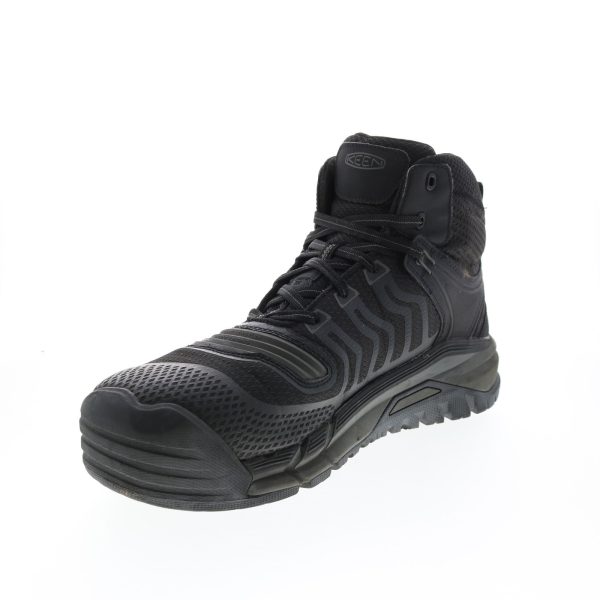 Keen Kansas City Mid 1025617 Mens Black Leather Lace Up Work Boots For Discount - Image 4