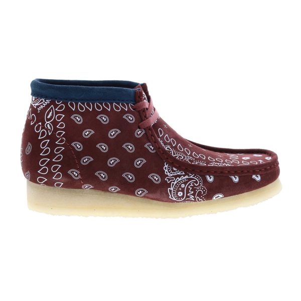Clarks Wallabee Boot 26168826 Mens Red Suede Lace Up Chukkas Boots For Cheap