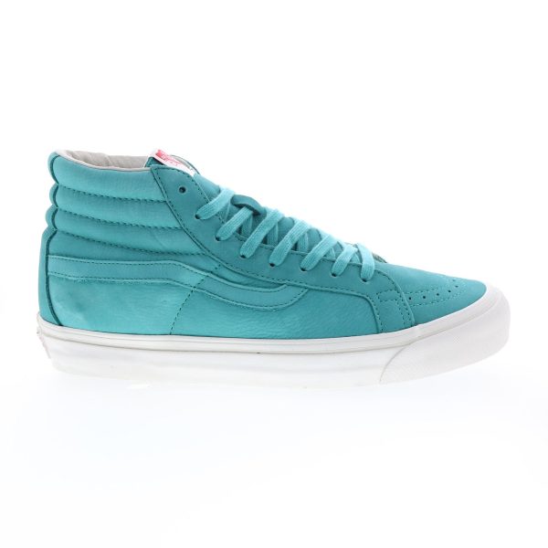 Vans OG SK8-HI LX VN0A36C7OQE Mens Green Leather Lifestyle Sneakers Shoes Fashion