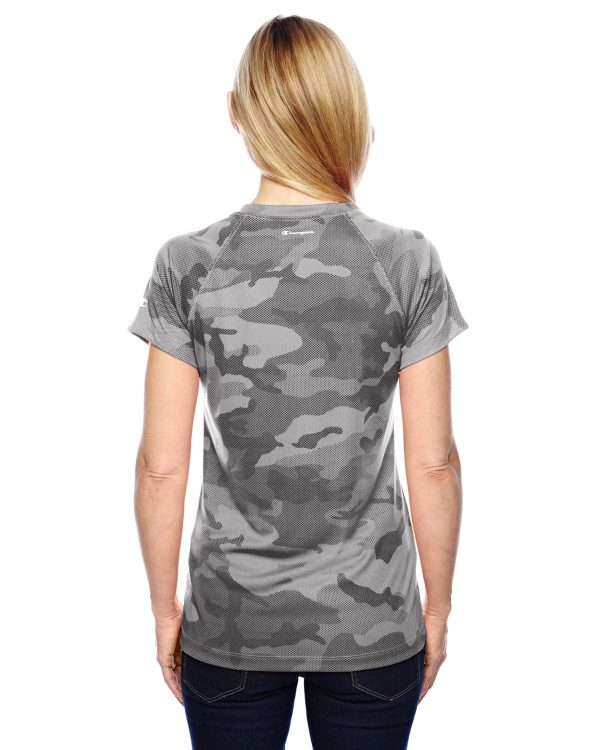 Champion Ladies Double Dry Performance T-Shirt | Stone Gray Camo Discount - Image 2