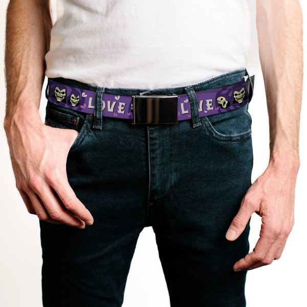 Web Belt Blank Black Buckle - Masters of the Universe Skeletor LIVE LOVE Expressions Purples White Webbing Discount - Image 2