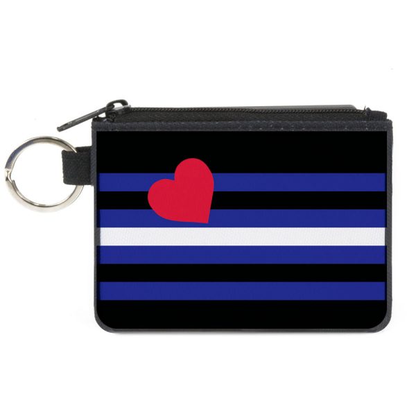 Canvas Zipper Wallet - MINI X-SMALL - Flag Leather Black Blue Red White Hot on Sale
