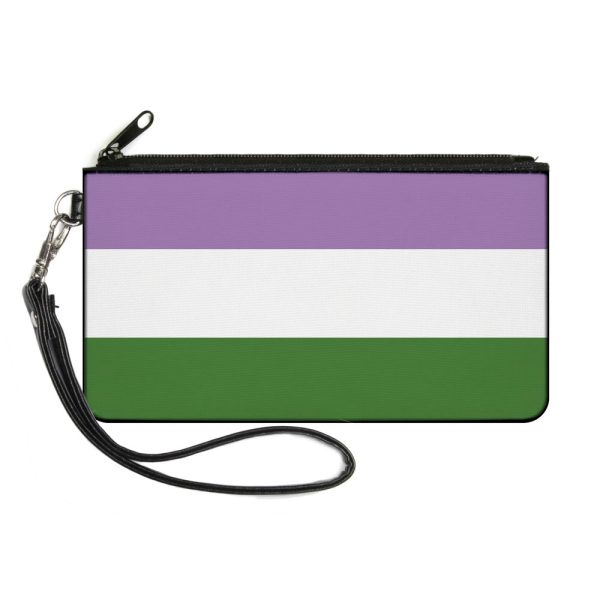 Canvas Zipper Wallet - SMALL - Flag Genderqueer Lavender White Green Online now